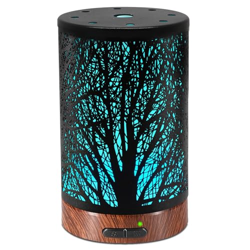 Essential Oil Diffuser - 150ML Metal Aromatherapy Diffuser for Essential Oils with 7 Colors Lights Gifts for Mom Auto Shu...