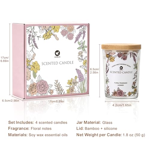 DiDiBirDi Scented Candles Set 4pcs-Candles Clearance Rose, Lavender, Vanilla, Jasmine Fragrance, Suitable for Women, Birth...