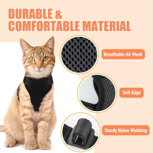 Cat Harness and Leash Set,Escape Proof Adjustable Cat Harness,Soft and Breathable Kitten Harness and Leash with Reflective...