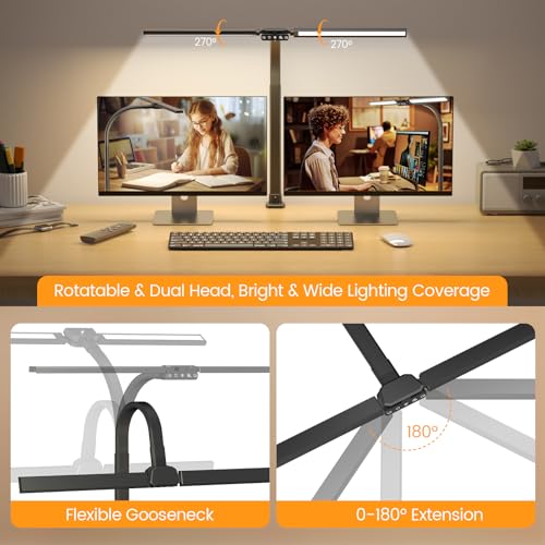 SIBRILLE Upgraded LED Desk Lamp for Home Office with RGB, Rotatable Computer Desk Light with Remote, Tall Table Lamp with ...