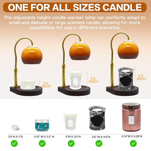 DALUXshop Candle Warmer Lamp with Timer 2H/4H/8H, Adjustable Height Dimmable Candle Lamp with 2 Bulbs, Wax Melt Warmer for...