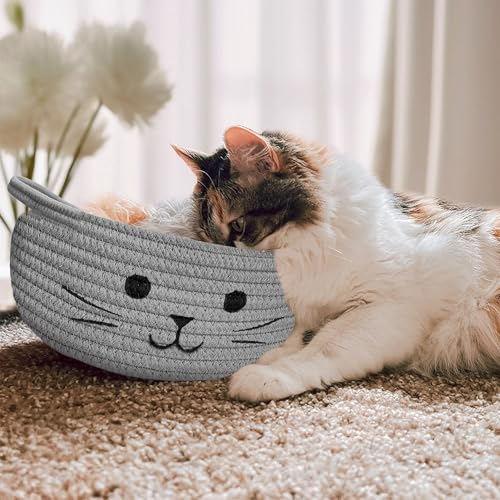 BYLSSNUK 9.8" x 4" Small Cat Toy Basket - Gift Baskets Empty for Baby Shower Baby Baskets for Nursery Cute Woven Rope Stor...