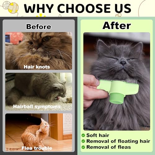 XANGNIER Pet Hair Removal Comb One-Click Self-Cleaning Grooming Brush, De-Shedding Comb for Short & Long Hair, Pet Groomin...