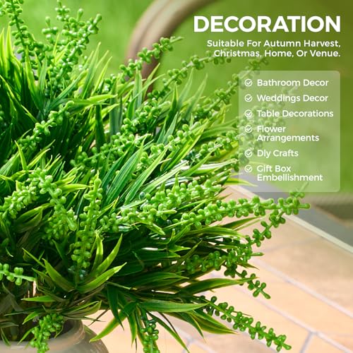 PONKING Imitation Berry Grass Branches Artificial Stems 12 Bundles Greenery Fake Plants for Home Office Flowers Bouquet Ce...