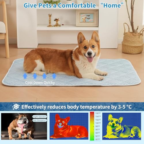 Petvolve Dog Cooling Mat, Washable Cooling Mat for Dog, Foldable Kennel Pet Bed, Cool Pad (Cool &Warm Surface) for All Sea...