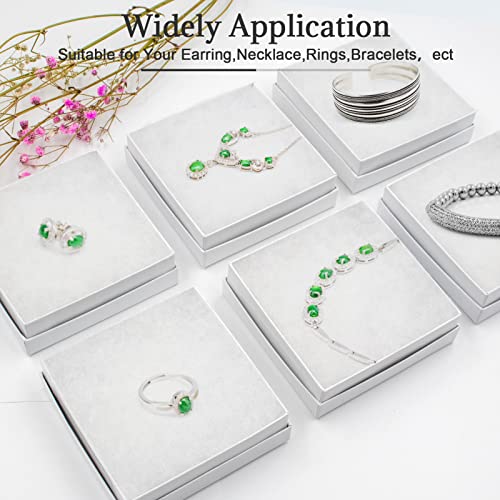 opaprain Cardboard Jewelry White Gift Boxes 20 Pack3.5×3.5×1 inches, its apply to displaying necklaces, rings, bracelets, ...