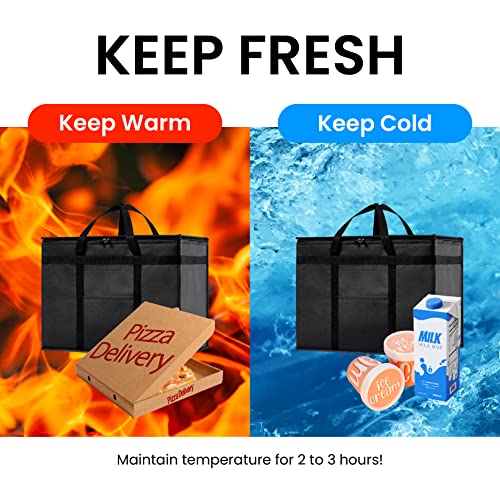 NZ home Insulated Bags for Food Delivery (XL Plus) Grocery Shopping Cooler Bag, Pizza Delivery, Hot & Cold Catering Tote, ...