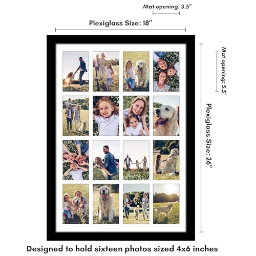 Americanflat 4x6 Collage Picture Frame with Polished Plexiglass - Multi Picture Frames Fit Sixteen 4x6 Photos or Use as On...