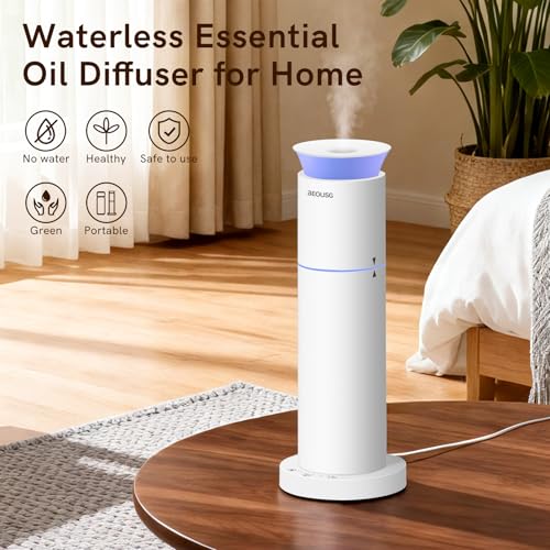 BEOUSG Waterless Essential Oil Diffuser for Home,Scent Diffusers with 3 Timer Settings, 3 Mist Levels for Spas Room Studio...