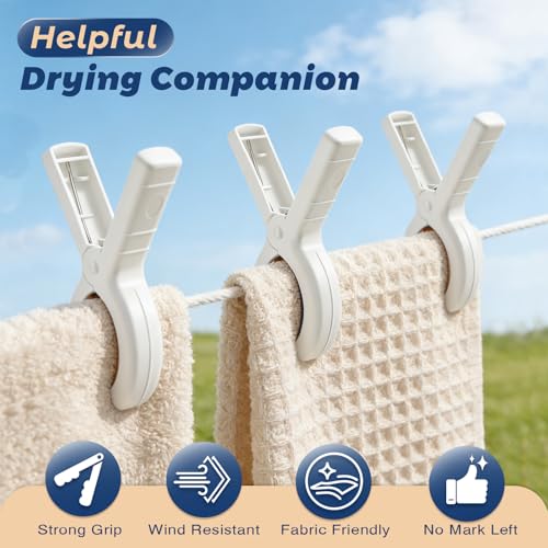 Beach Towel Clips for Beach Chairs, 8 Pack Heavy Duty Towel Clips for Pool Chair Cruise Boat Lounge Chair, Strong Grip Clo...