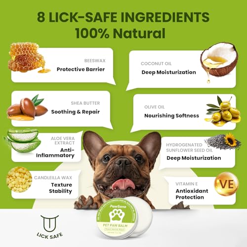 PawSono Lick-Safe Dog Paw & Nose Balm with Coconut Oil | All-Natural Moisturizer & Soother for Dry, Cracked Pads & Snout |...