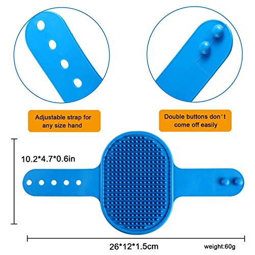 Kwispel Dog Grooming Brush, Pet Shampoo Bath Brush Shedding Soothing Massage Rubber Comb with Adjustable Ring Handle for L...