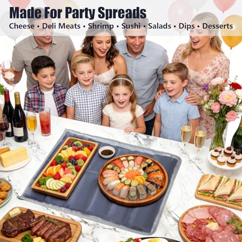 Babeezy Party Mat Chiller,Foldable Reusable Ice Pack Mat with Sleeve Bag 12 Large Cells (2×6) Tray Chiller for Charcuteri...