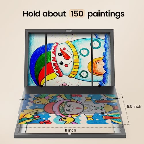 BAIJIALI Black Art Frames for Kids Artwork - Front Opening Holds 150 Drawings, 3D Crafts - 2 Packs 8.5x11 with mat or 9x12...