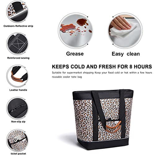 TIIOCTI Insulated Cooler Bag Reusable Grocery Tote Bags Transport Large Lunch Box for Women