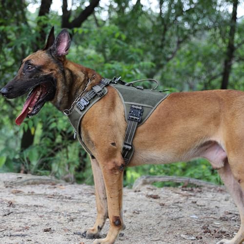 ICEFANG GN8 Tactical Dog Harness with 4X Metal Buckles for Large Sized Dogs,Reflective in Training Walking K9 Dog Vest,No-...