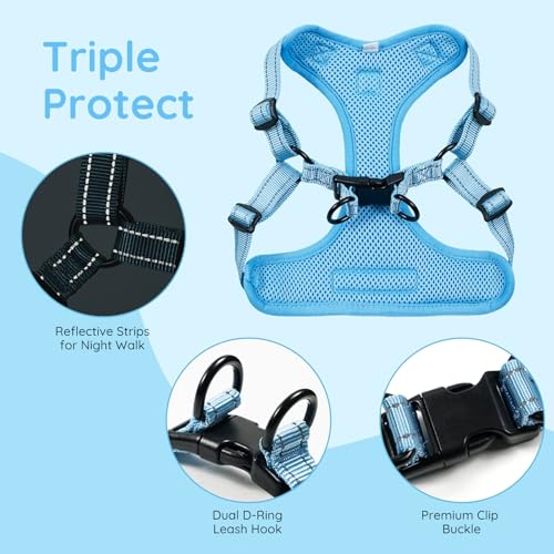 BELLA & PAL Adjustable Step-in Dog Harness, Puppy No-Pull Vest with Leash Set for XS/Small & Medium Dog, Breathable All-We...