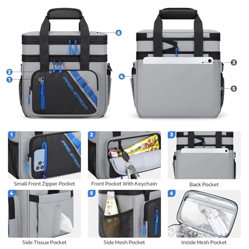 Maelstrom Lunch Box, 20L Insulated Lunch Bag for Men Women, Expandable Double Deck Leakproof Cooler Bag with 6 Pockets, Re...