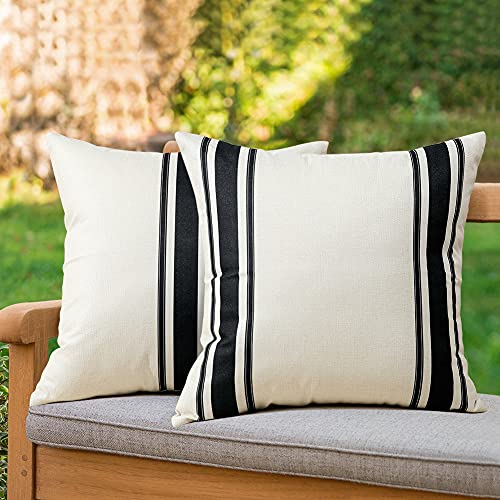 OTOSTAR Pack of 2 Outdoor Waterproof Decorative Pillow Covers 16x16 Inch Linen Geometry Pillowcases Cushion Case Garden Th...