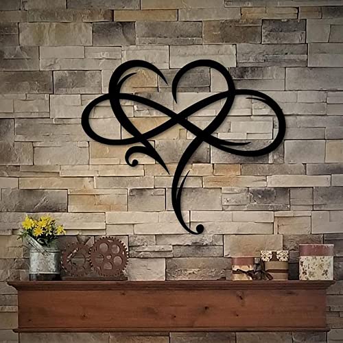 Infinity Heart Wall Decor, Unique Infinity Heart Metal Art Wall Decor Love Sign Steel Wall Plaques Bedroom Ornaments for H...