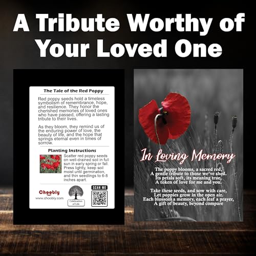 50pc RED Premium Pre-Filled Red Poppy Seeds Funeral Favor Packets, Funeral Decorations, Celebration of Life Decorations, C...
