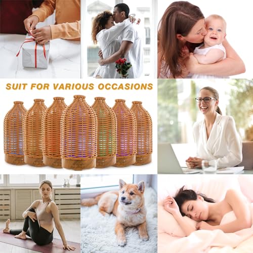VICTORIA AROMA Essential Oil Diffuser - Multifunction Aromatherapy Diffuser 7 LED Color Changing Light 100ML Rattan Diffus...