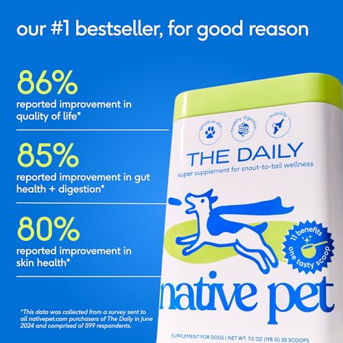 Native Pet The Daily Dog Vitamins & Supplements - 11-in-1 Multivitamin Powder for Dogs - Supports Whole Body Health, Diges...