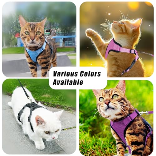 Cat Harness and Leash Set,Escape Proof Adjustable Cat Harness,Soft and Breathable Kitten Harness and Leash with Reflective...