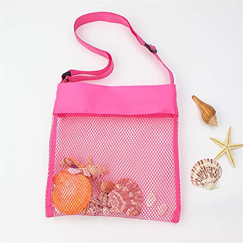 COTDINFORCA 5-PCS Colorful Mesh Beach Bags Sand Away Portable Foldable Sea Shell Bag with Adjustable Carrying Straps/Toy S...