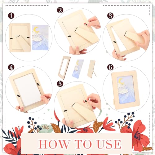 Teenyyou 12 Pack DIY Flower Picture Frame Painting Craft Kit 7.5 x 5.5 Summer Pearl 3D Butterfly Unfinished Wooden Photo F...