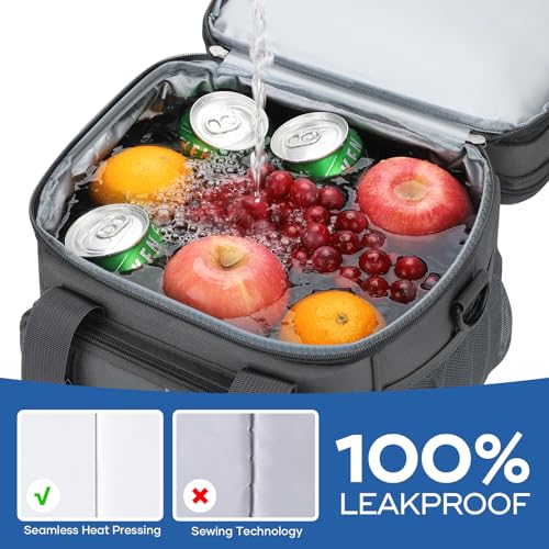 RealCool Lunch Bag, Insulated Lunch Box for Men Women, Double Deck Leakproof Soft Cooler Bag with Adjustable Strap, Reusab...
