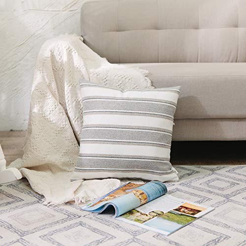 NATUS WEAVER mini Multi Color Stripe Pillow Case Soft Faux Linen Square Decorative Throw Cushion Cover Pillowcase with Hid...