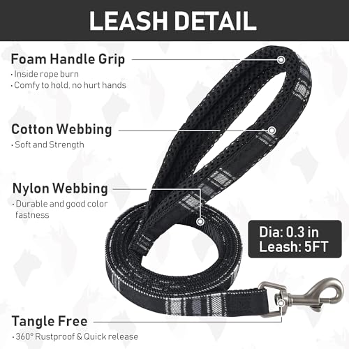 GAMUDA Small Dog Harness Collar and Leash Set, Step in No Chock No Pull Soft Mesh Adjustable Dog Vest Harnesses Plaid Refl...