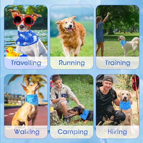 Talltalk 5 Pieces Dog Cooling Bandanas Neck Wraps Ice Scarf Pet Dog Cooling Collar Hunting Training Hiking Camping Accesso...