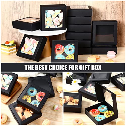 Zonon 30 Pcs Kraft Paper Boxes with Window 4.13 x 4.13 x 1.18 Inch Candy Packaging, Small Gift Boxes, Soap holder, Mini Tr...