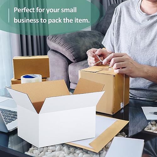 Eupako 10x7x5-Small-Shipping-Boxes-30-Pack-White-Corrugated-Box-Mailers, Cardboard Boxes for Packaging Small Business, Mai...