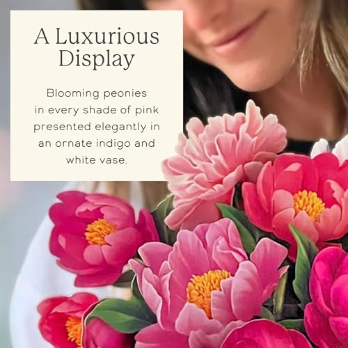 Freshcut Paper Peony Paradise 13 Inch Life-Sized 3D Pop Up Card – Birthday, Mothers Day, Thank You, Gifts for Mom and Her...
