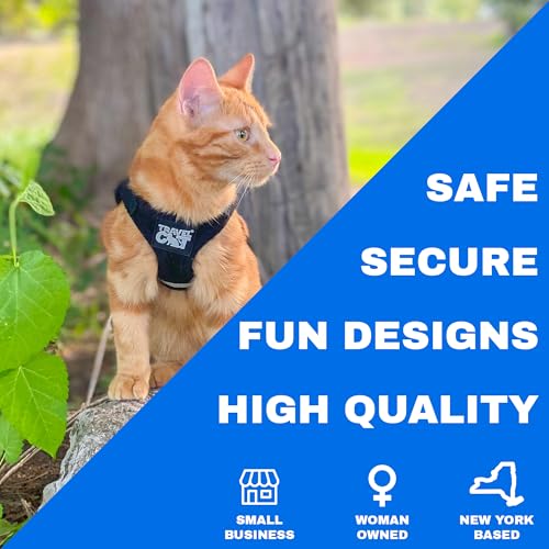 Travel Cat Harness and Leash Set - Adjustable Fit Mesh Cat Harness and Reflective Strap - Comfort Walking Vest for Kitten ...