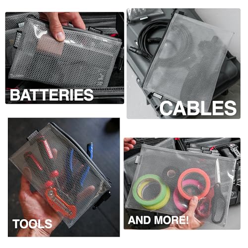 GOBAGS Air Production Multi‑Size Clear Zipper Pouch (4‑Pack) – Cable Organizer & Travel Gear Bag for Electronics, Camera A...
