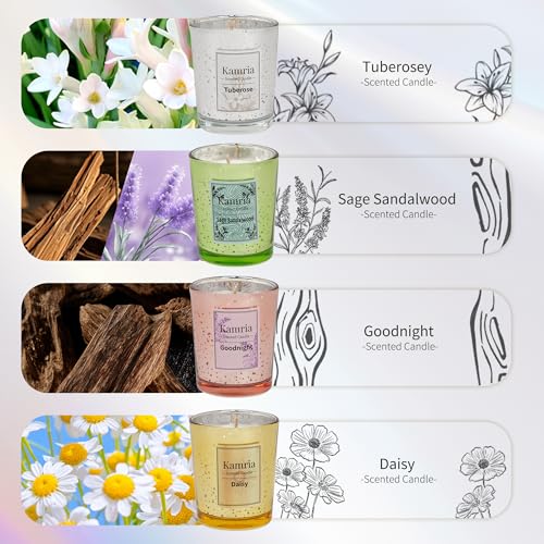 Kamria Scented Candles Gift Set for Women, 4 Pack (3.5oz) Mercury Glass Votive Soy Candles for Home Scented, Aromatherapy ...