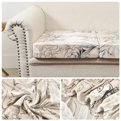 FORCHEER Printed Couch Cushion Cover Stretch Floral Sofa Seat Cushion Slipcover 19-26 Inch Non-Slip Washable (1PC,Style 4)