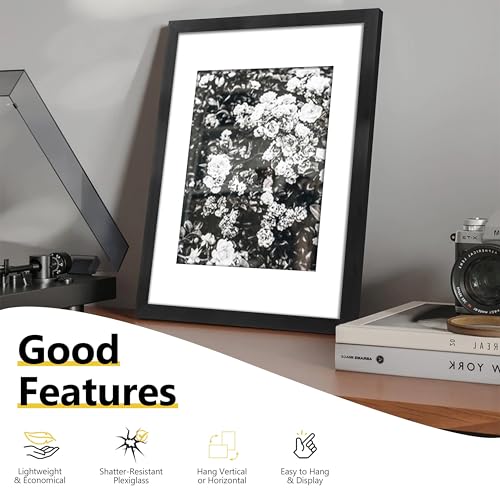 VIOLABBEY 11x14 Picture Frame Set of 5, Black Frames 11x14 for 8x10 Photos with Mat or 11 x 14 without Mat,Gallery Wall Fr...
