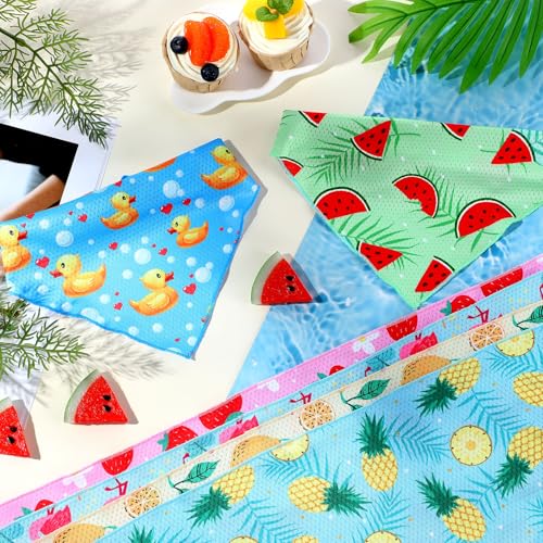 Abbylike 6 Pack Dog Cooling Bandana Summer Triangle Scarfs Bibs with Cute Fruit Pattern Instant Cooling Neck Wraps Breatha...