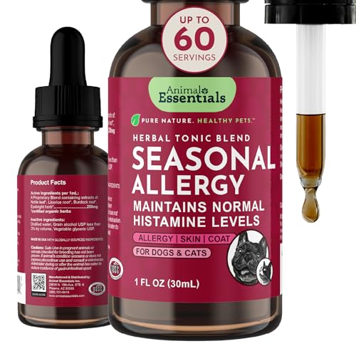 Animal Essentials Seasonal Allergy Treatment for Dogs - Liquid Herbal Support for Dogs & Cats, Wellness Supplement for Sen...