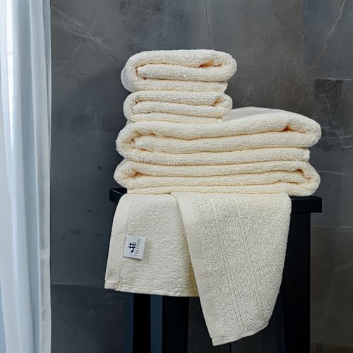 Tens Towels Pack of 8 Towels Set, 2 Extra Large Bath, 2 Hand, 4 Washcloths, 100% Cotton, Lighter Weight, Quicker to Dry, S...