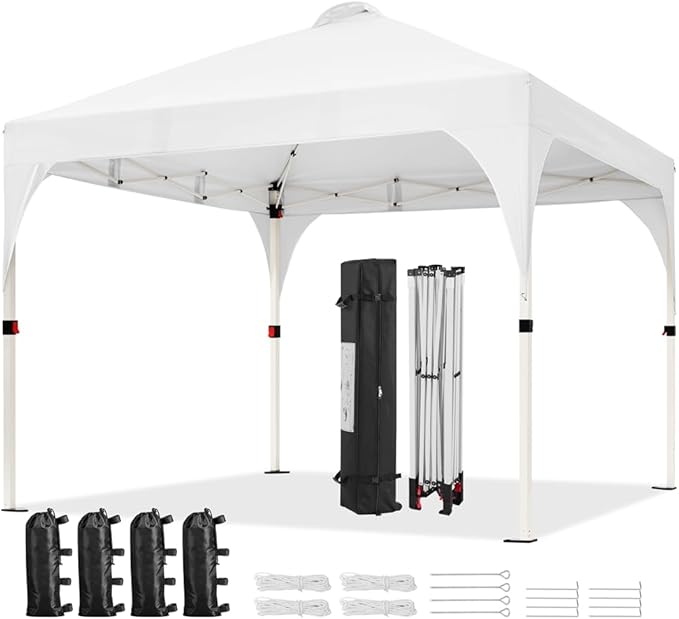 Yaheetech 10x10 Pop Up Canopy Tent with Vent, Easy Set Up Tent, Instant Sun Shelter Canopy with Wheeled Bag, 4 Sandbags, 1...