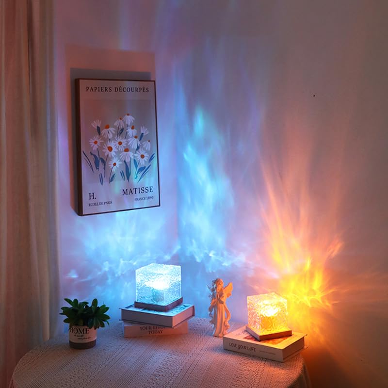 ZLDYPINK Ocean Wave Projector Light, 16 Colors Luminorthe Cube Lamp, 3D Holographic Water Ripple Lamp with Remote Control,...
