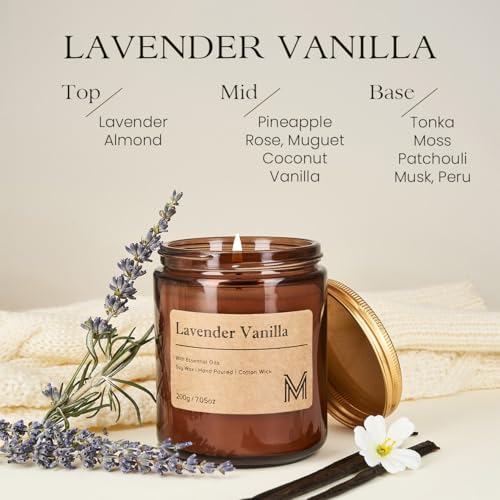 M&SENSE LavenderVanilla Scented Christmas Candle Gift, Aromatherapy Candle Set for Women, Soy Wax Candles Home Scented, Lo...
