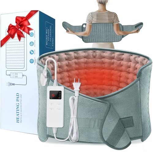 IGXHAVIZ Heating Pad for Back Pain Relief, Electric Heating Pad for Period Cramps Neck Shoulders with Belt, 4 Timer 6 Heat...