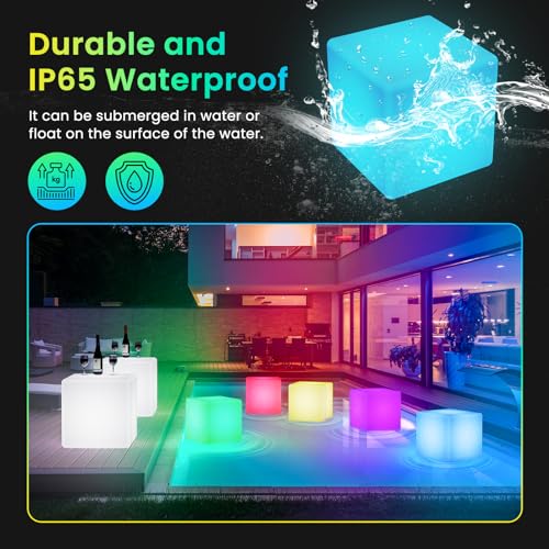 LOFTEK 7-inch LED Cube Lights, Rechargeable RGB 16 Colors Tesseract Cube, Cordless with Remote Control, IP65 Waterproof Po...